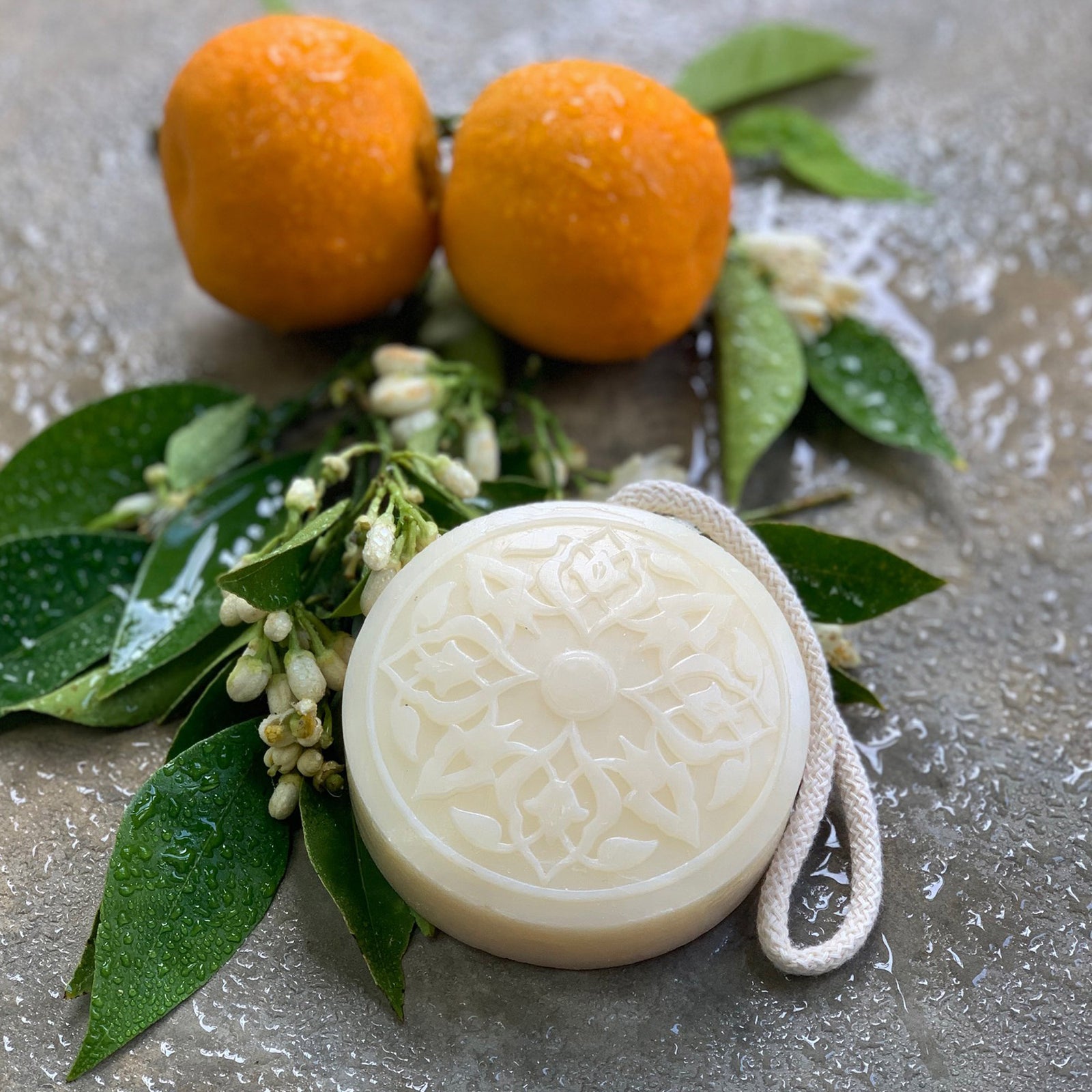 Orange Blossom Hammam Soap on a rope Senteurs d'Orient